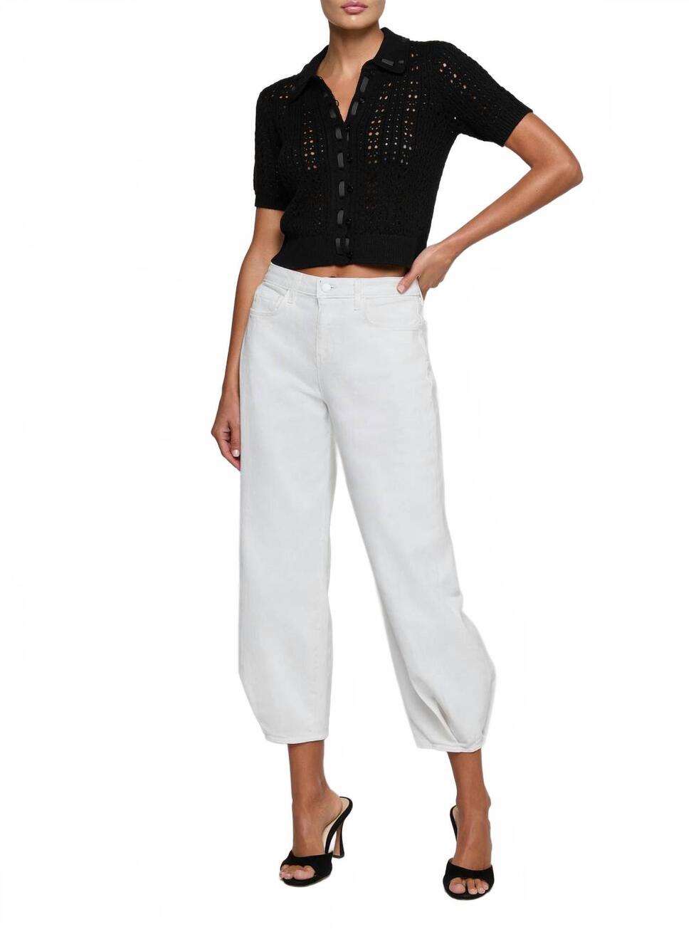NEW L'AGENCE ninette knit top in black